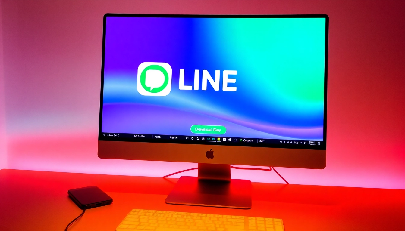 Download the LINE application for computers with a clear interface and vibrant colors on display.