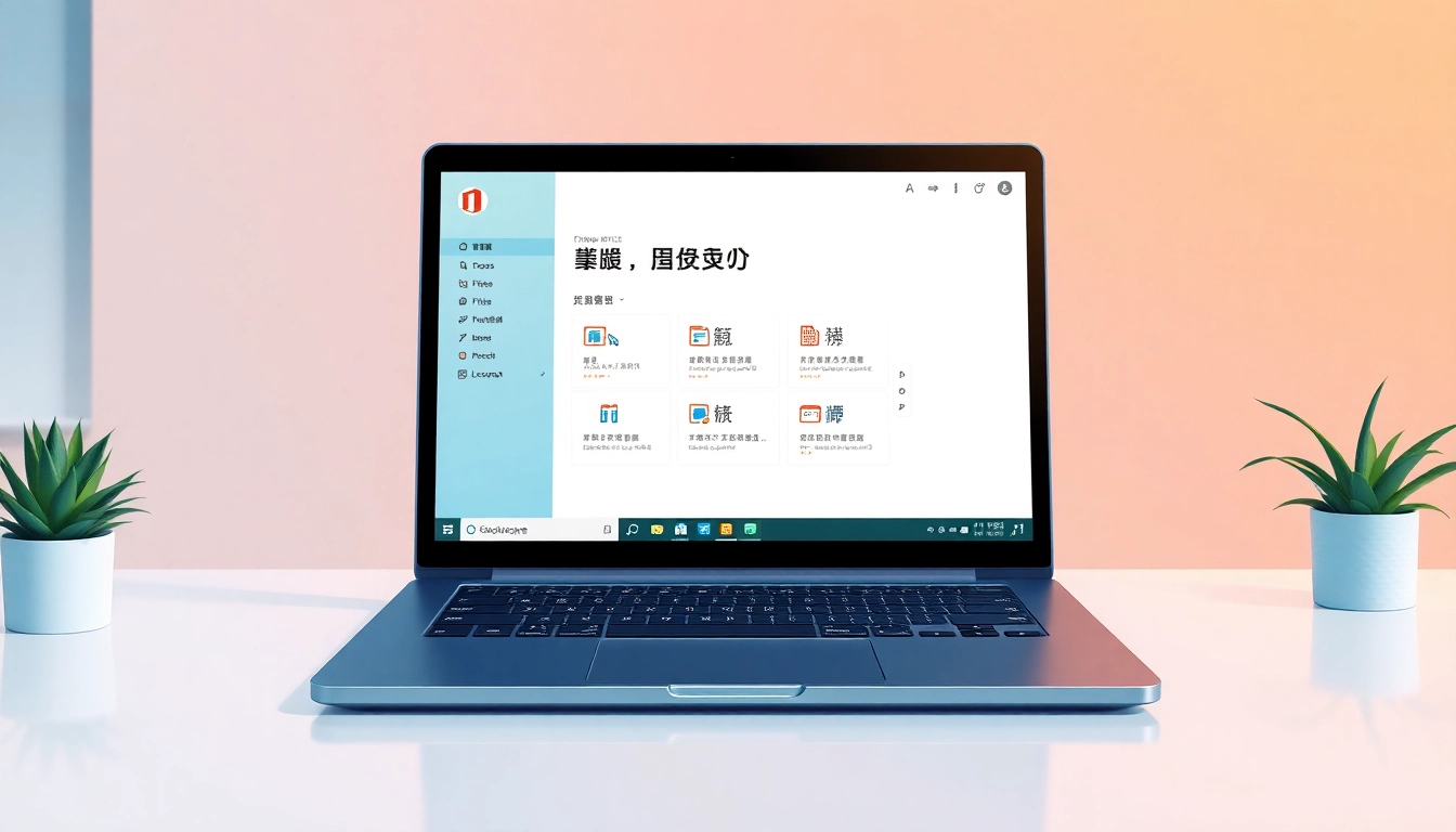 Creating documents with wps中文版 on a sleek laptop in a modern workspace.